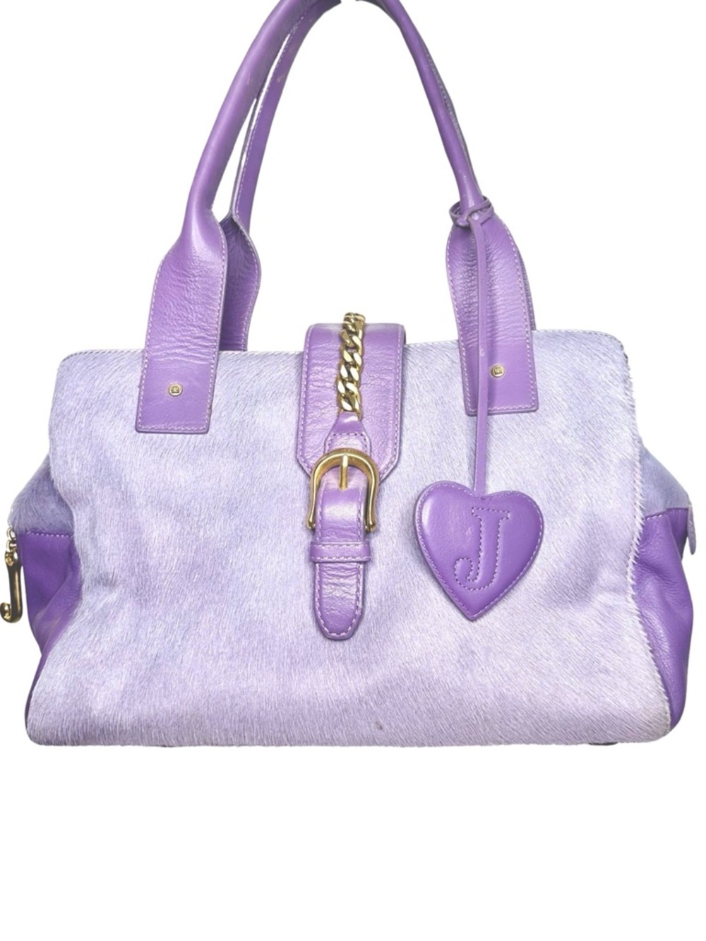 RARE!! Vintage JUICY COUTURE lavender purple PONY HAIR fur bag LEATHER Purse